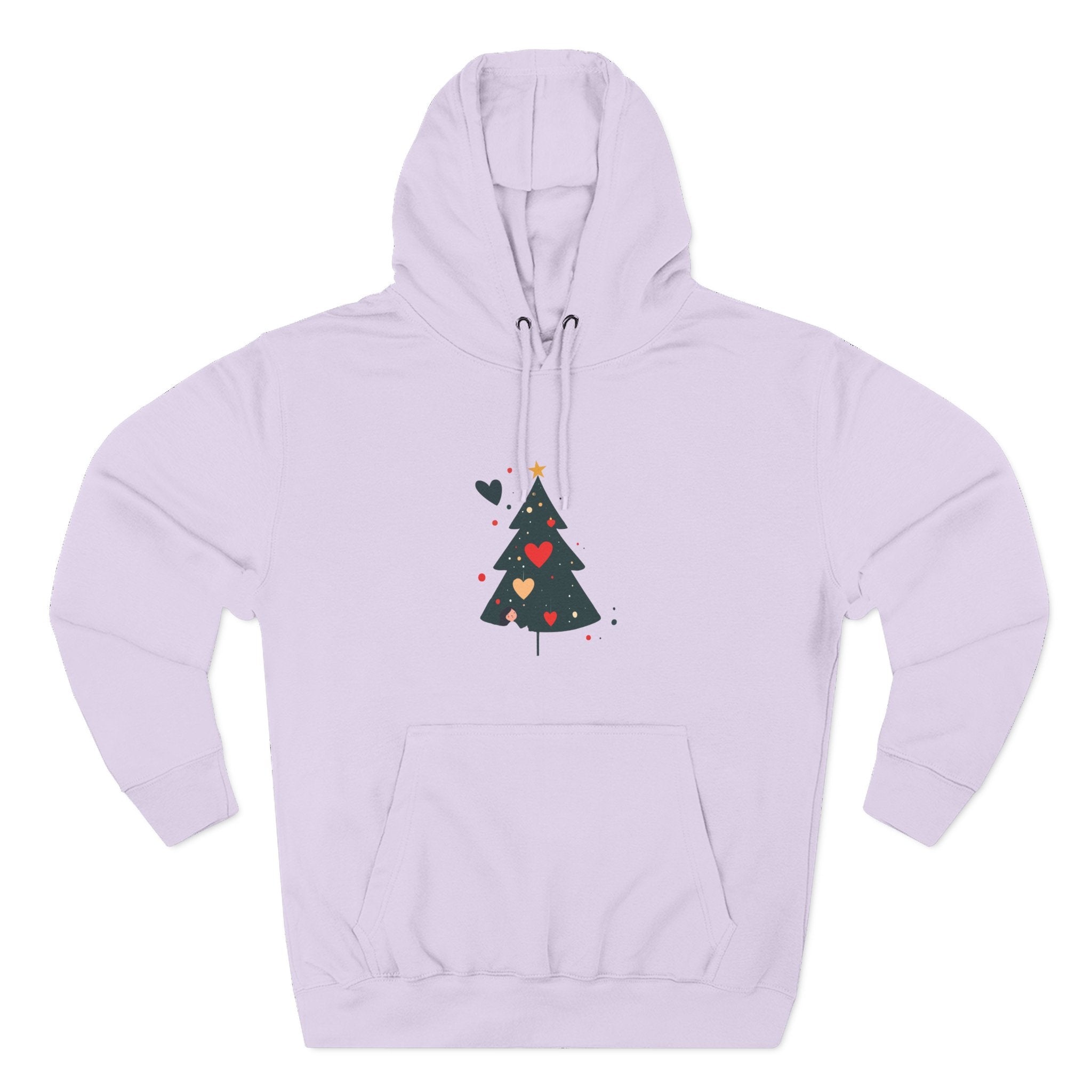 Christmas Tree Heart Hoodie – Cute Minimal Holiday Fleece Hoodie