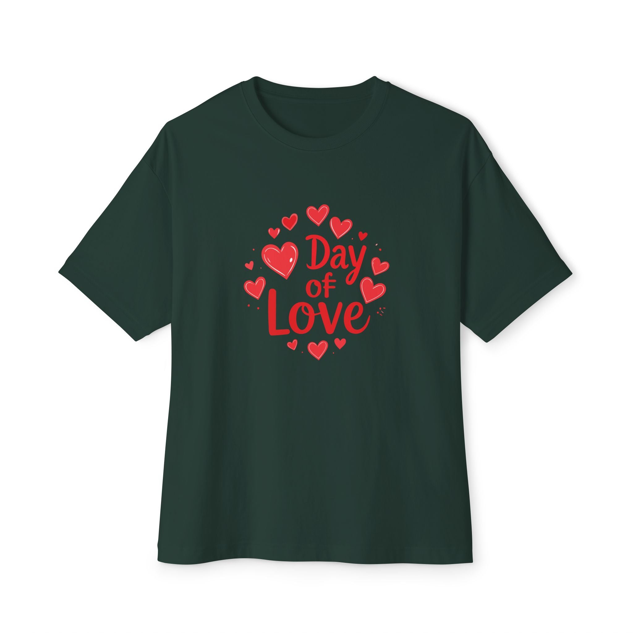Day of Love Oversized Tee — Valentine’s Heart Graphic T‑Shirt
