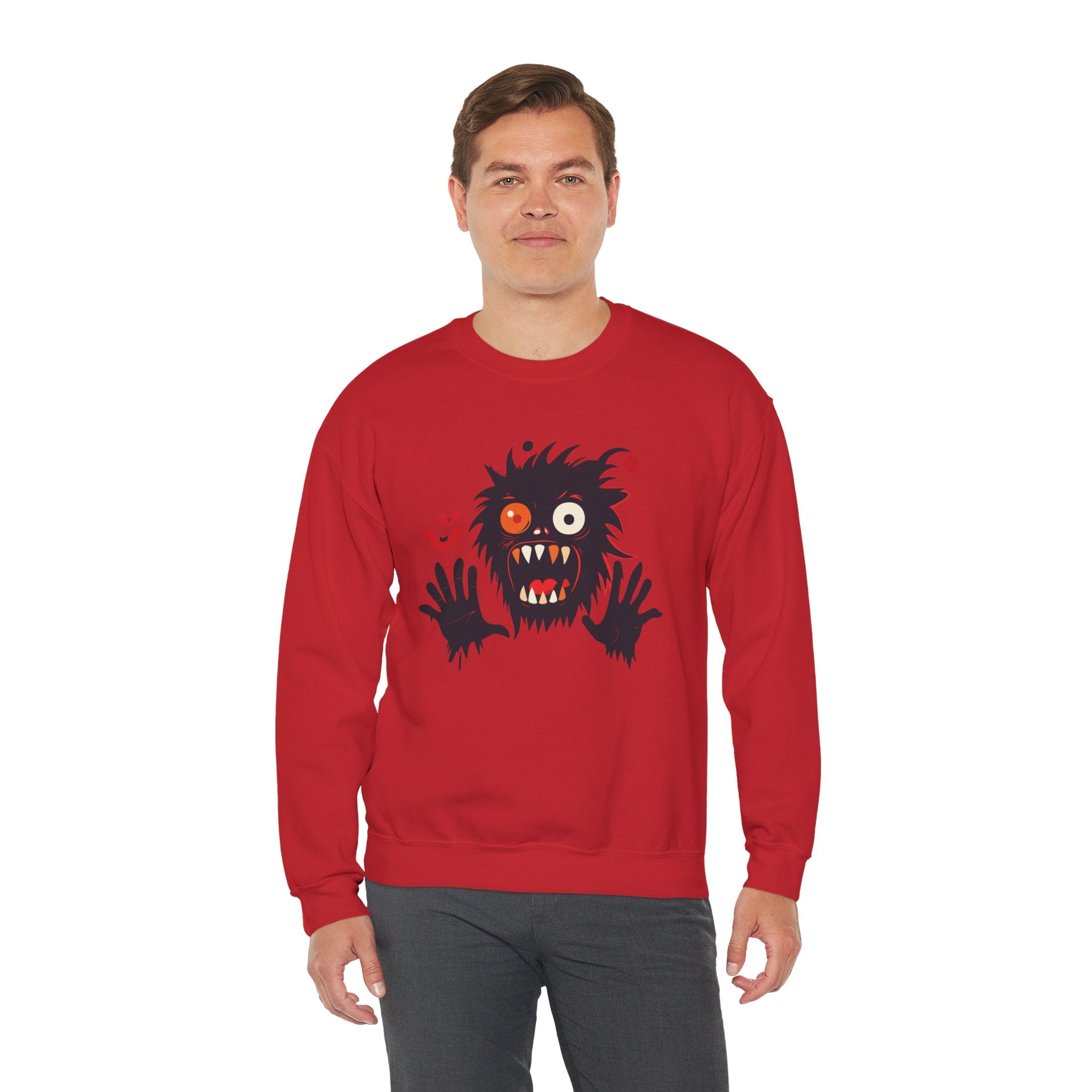 Halloween Monster Crewneck Sweatshirt Spooky Cute Monster Graphic
