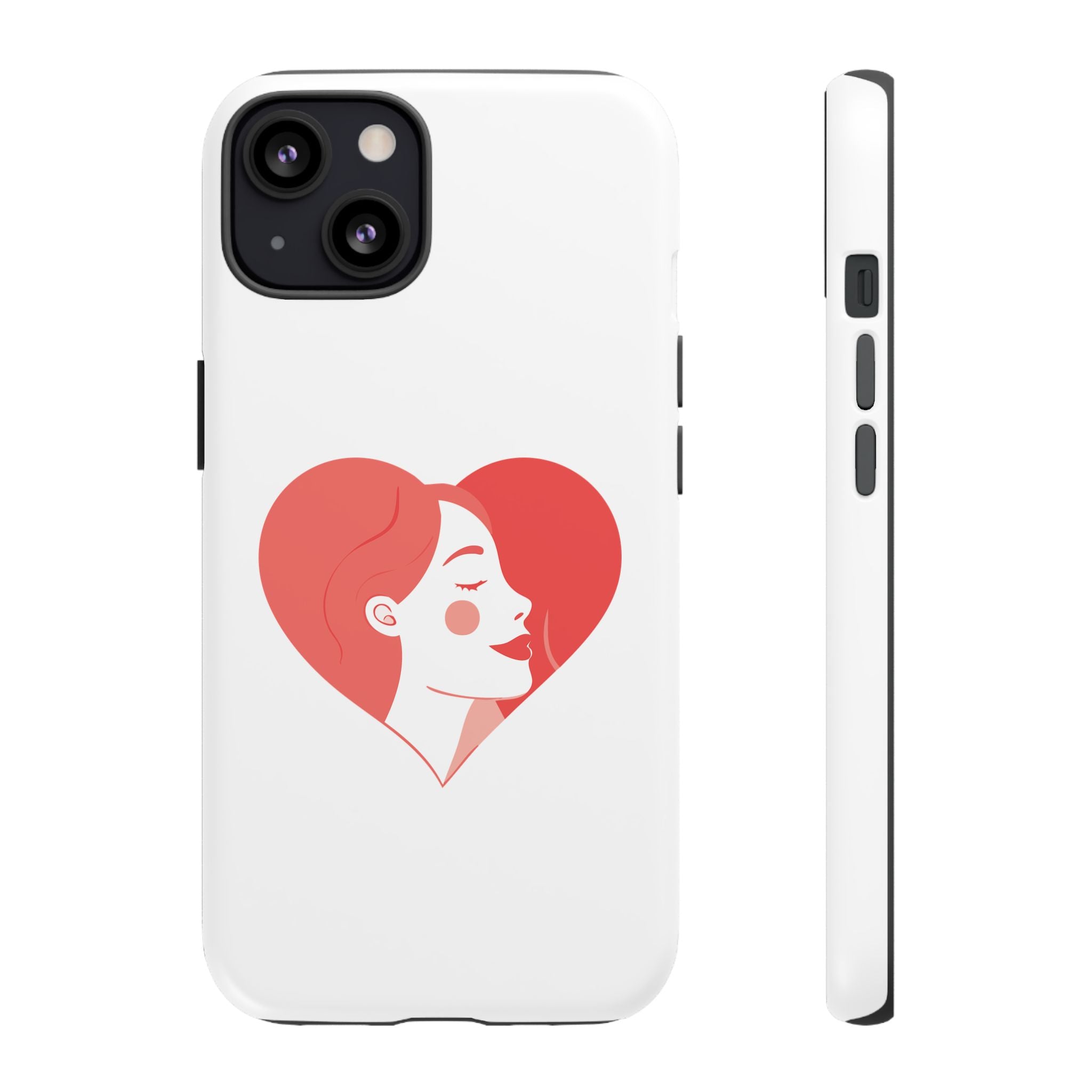 Phone Case — Minimal Heart Portrait Protective Tough Case (Pink Girly Love Design)