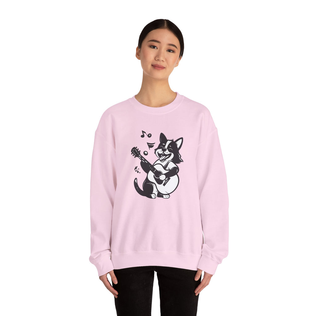 Corgi Playing Guitar Sweatshirt Cute Musical Dog Crewneck