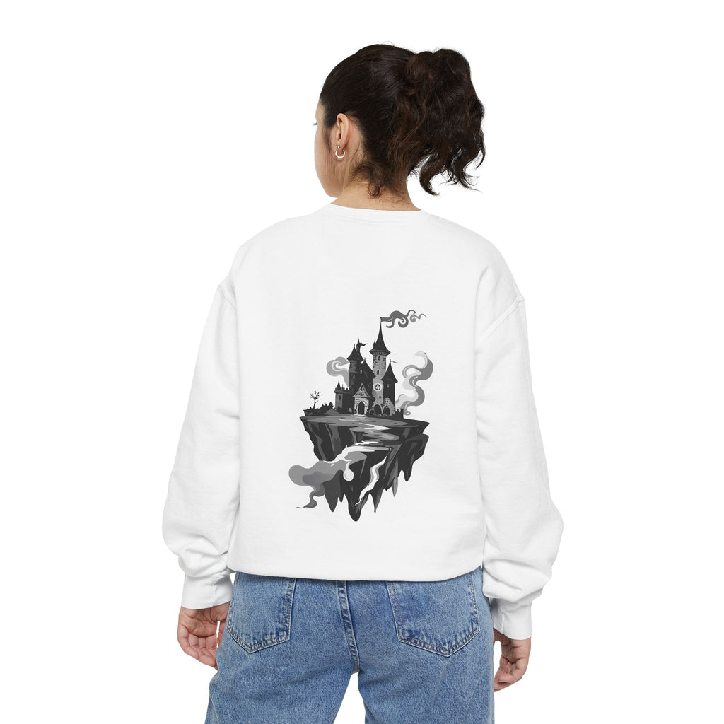 Floating Haunted Castle Sweatshirt Gothic Floating Island Crewneck