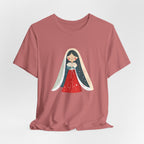 Virgin Mary Illustration Tee — Cute Nativity T-Shirt