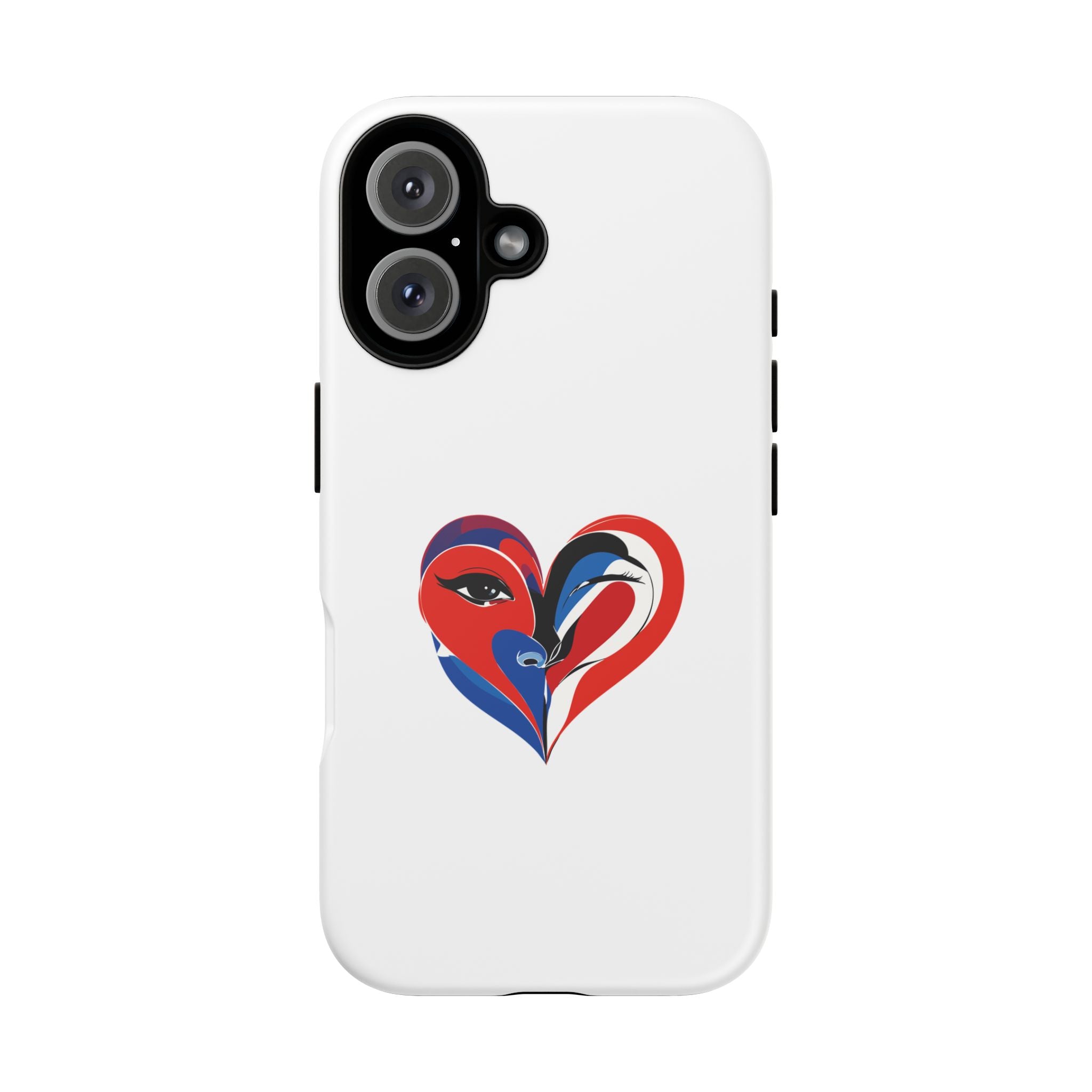 Heart Face Phone Case Red & Blue Abstract Love Design