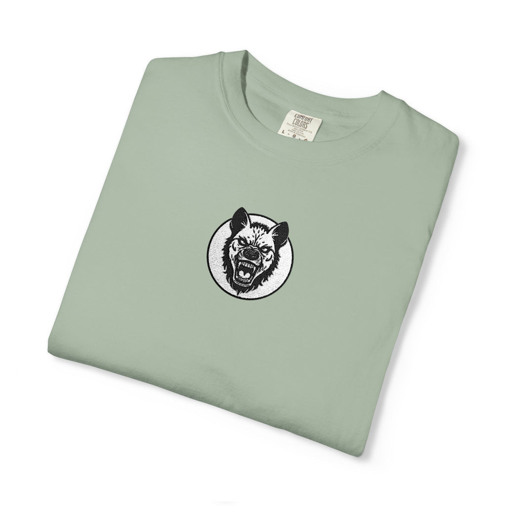 Embroidered Hyena Crest Vintage Logo T-Shirt - Minimal Animal Emblem Tee