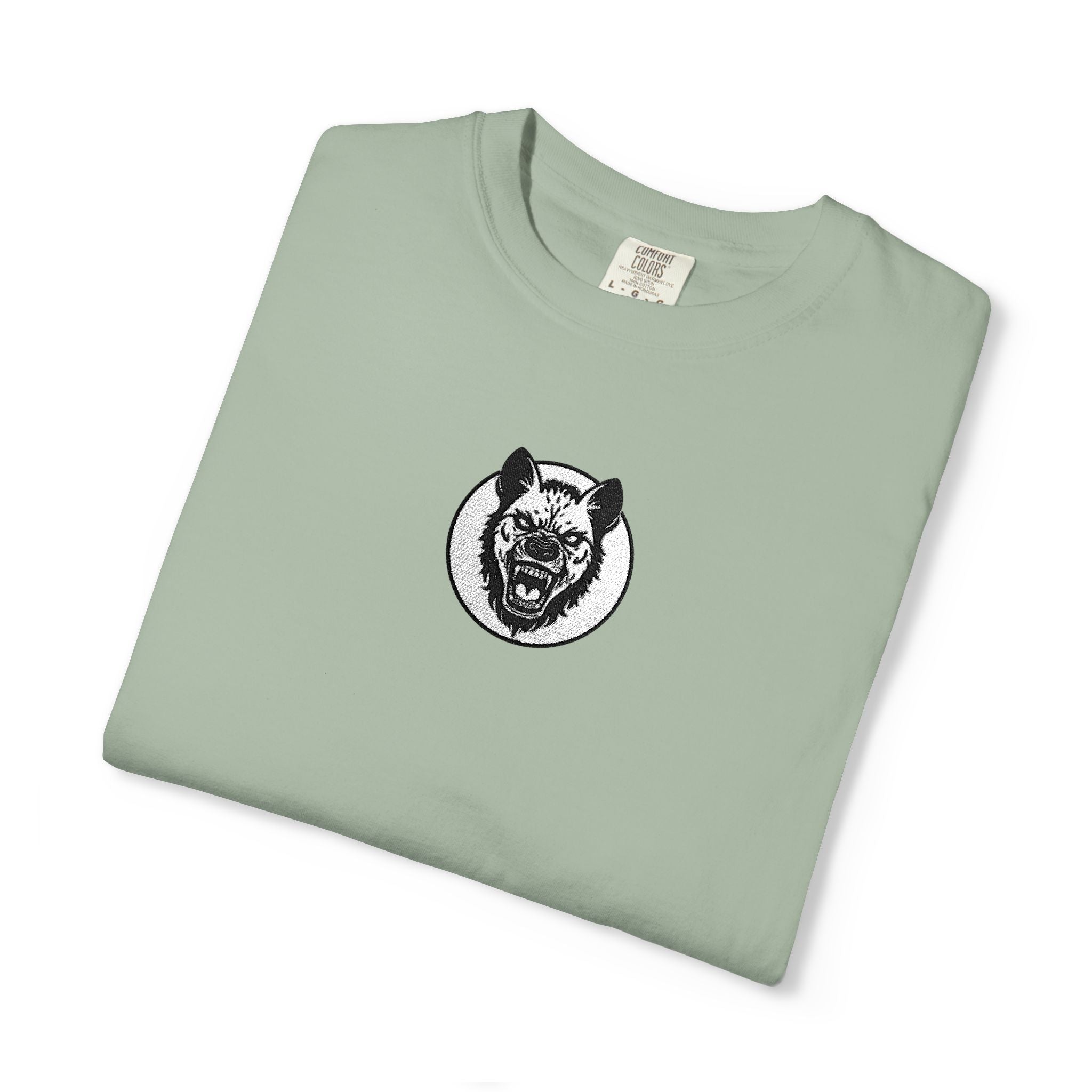 Embroidered Hyena Crest Vintage Logo T-Shirt - Minimal Animal Emblem Tee