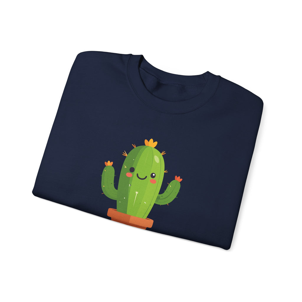 Cute Kawaii Cactus Crewneck Sweatshirt Smiling Potted Cactus Graphic