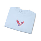 Light blue sweatshirt with an eagle emblem on a white background