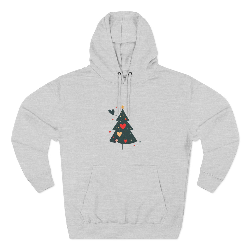 Christmas Tree Heart Hoodie – Cute Minimal Holiday Fleece Hoodie