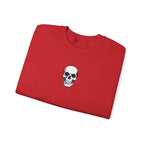 Skull Crewneck Sweatshirt Minimal Front, Large Back Graphic