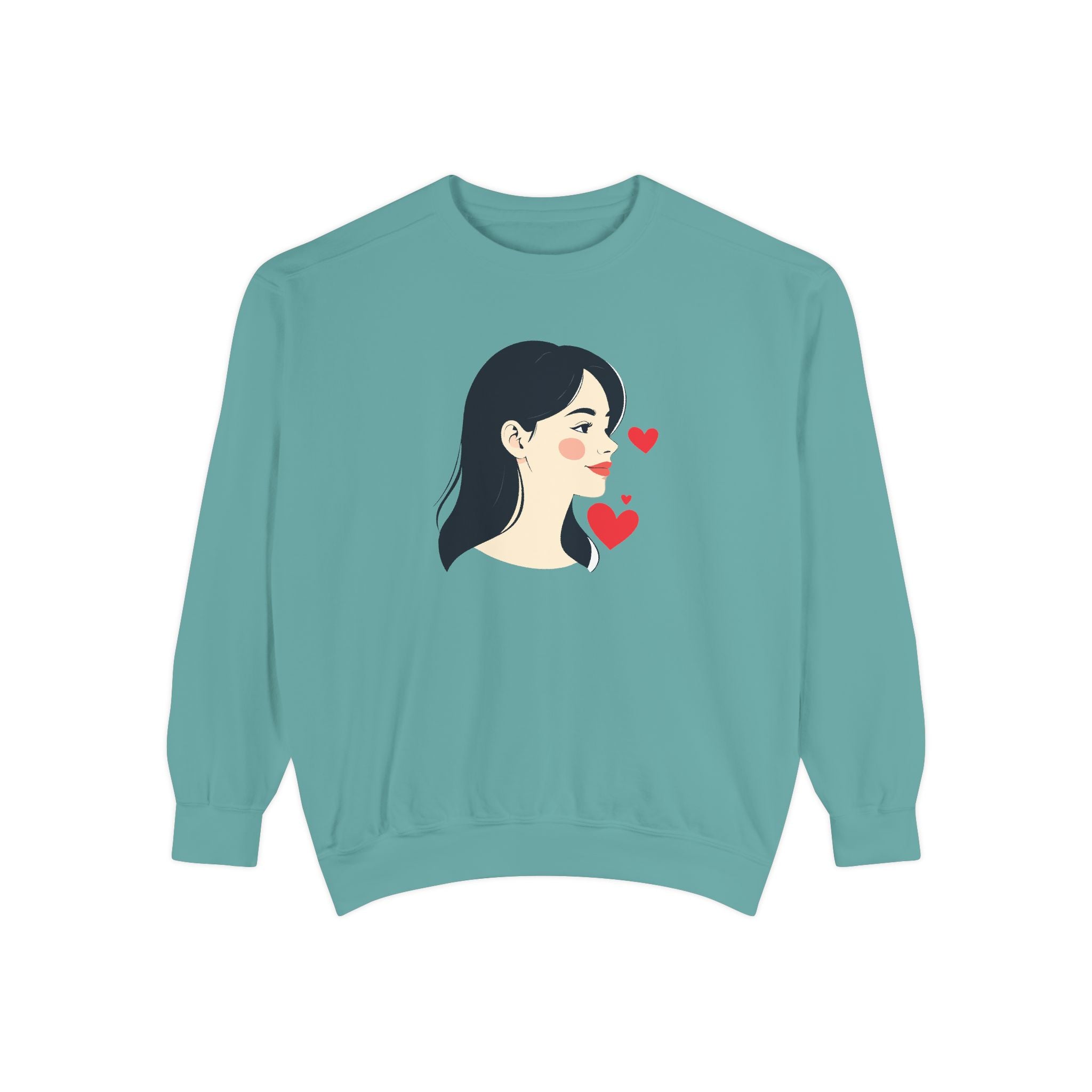 Heart Portrait Sweatshirt Artistic Dual-Face Love Graphic