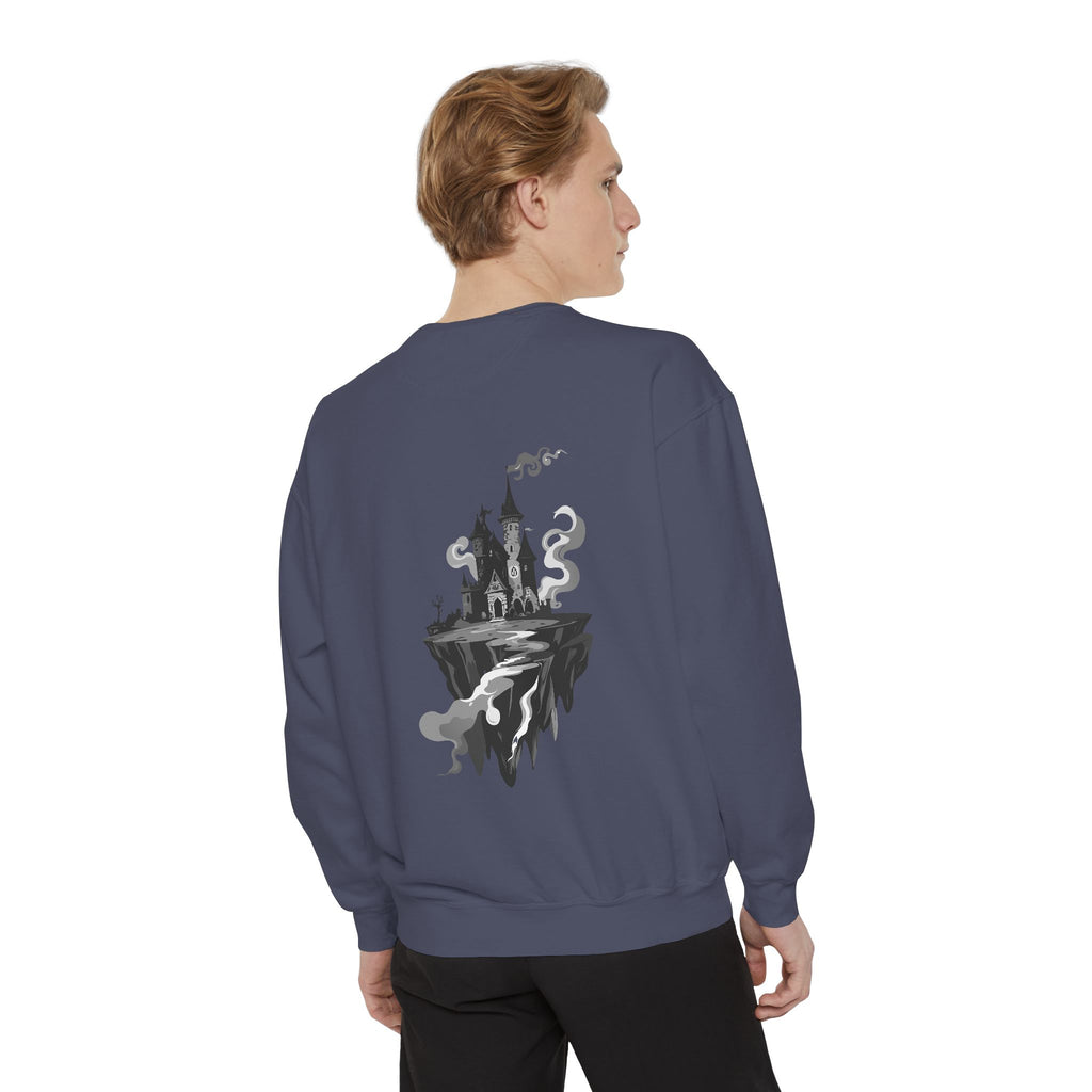 Floating Haunted Castle Sweatshirt Gothic Floating Island Crewneck