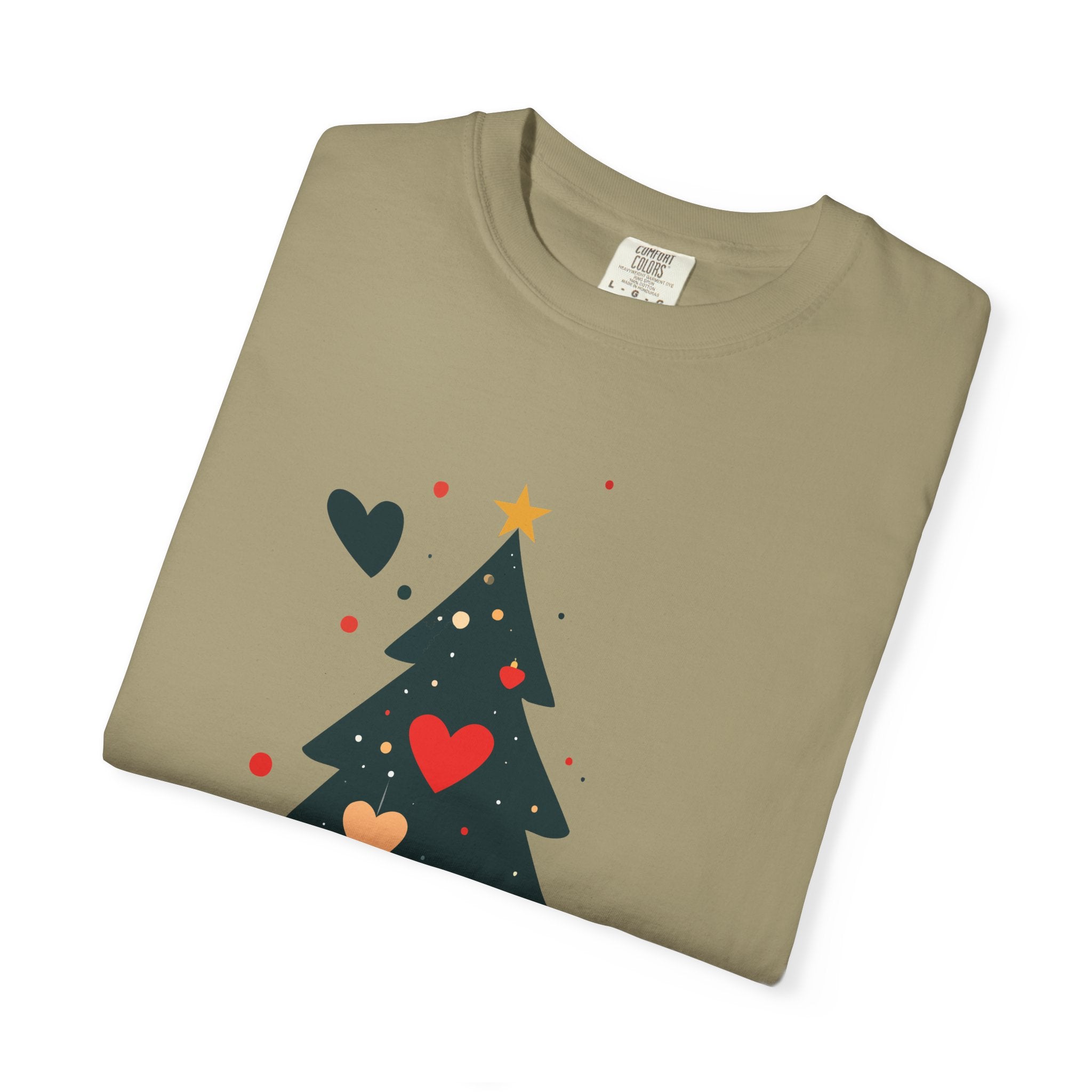 Christmas Tree Hearts T-Shirt — Cute Holiday Tree with Hearts Graphic