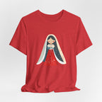 Virgin Mary Illustration Tee — Cute Nativity T-Shirt