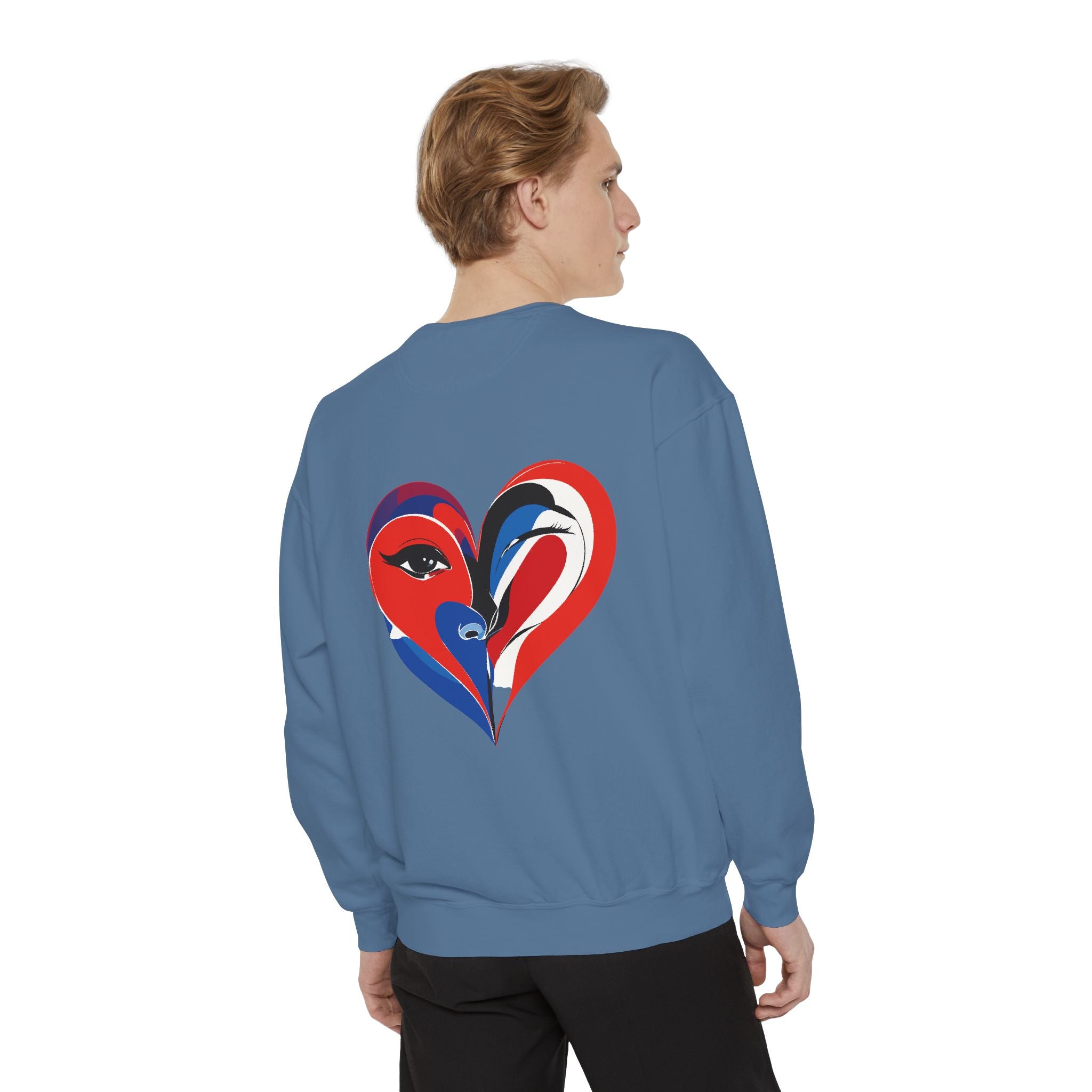 Heart Portrait Sweatshirt Artistic Dual-Face Love Graphic