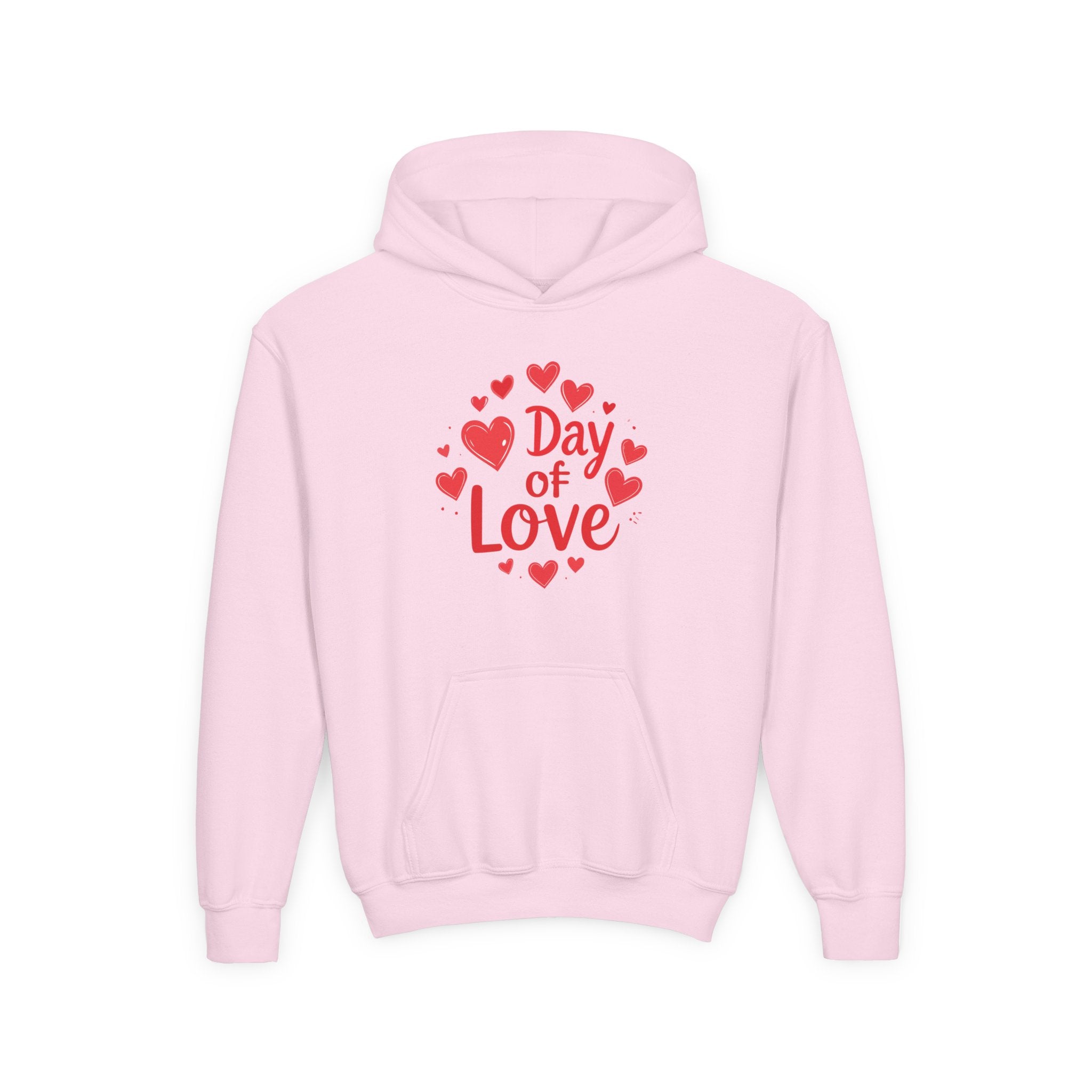 Youth Hoodie — "Day of Love" Kids Valentine’s Heart Pullover