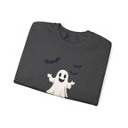 Halloween Ghost Crewneck Sweatshirt Cute Boo Ghost & Bats Cozy Pullover