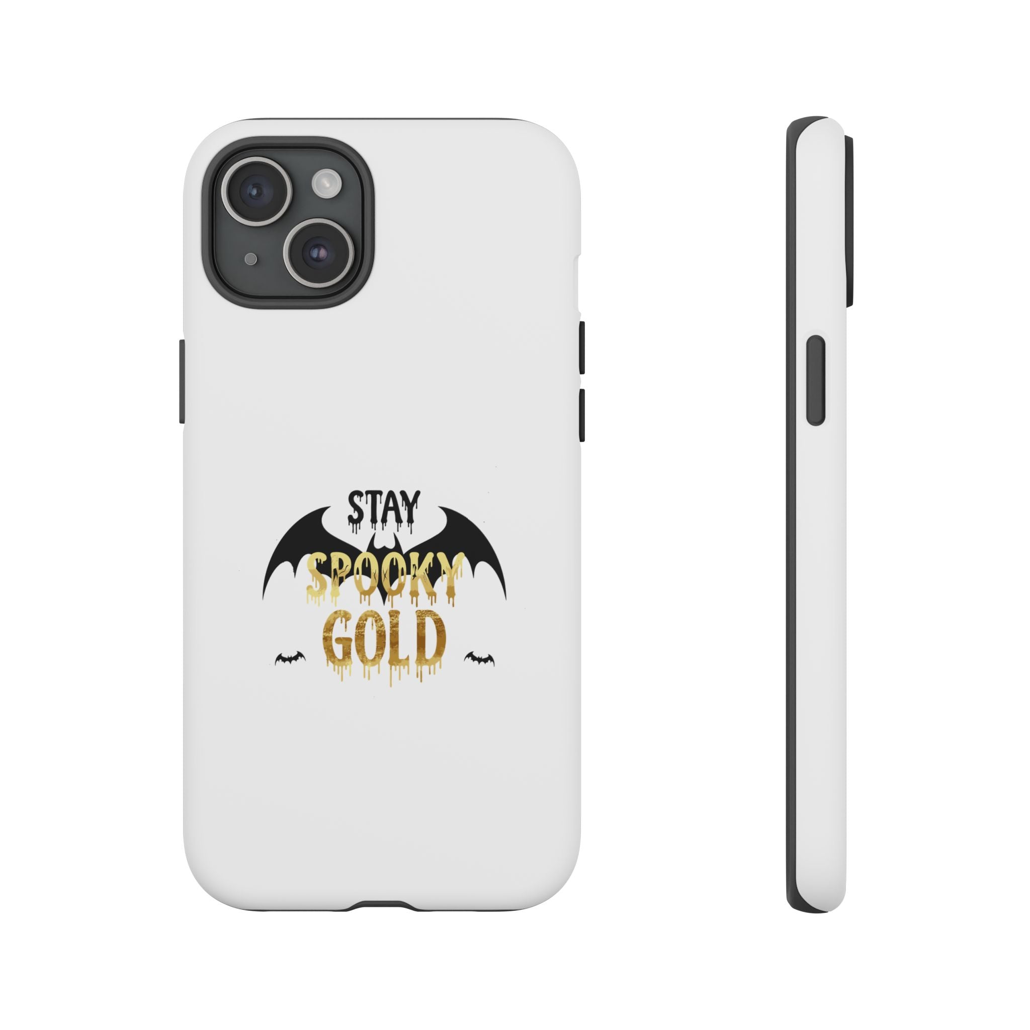 Stay Spooky Gold Phone Case Halloween Bat Design