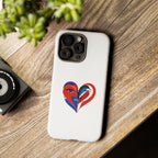 Heart Face Phone Case Red & Blue Abstract Love Design