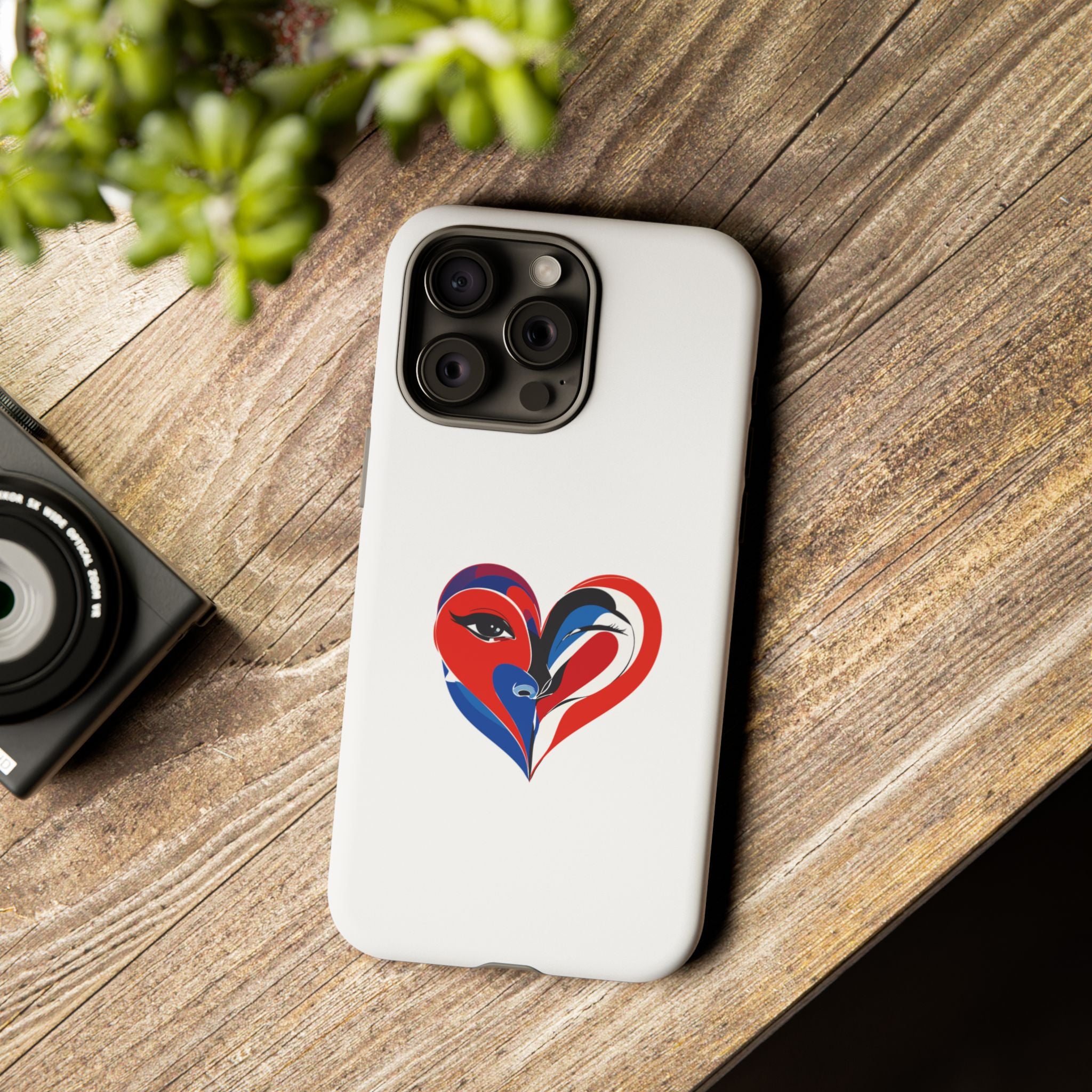 Heart Face Phone Case Red & Blue Abstract Love Design