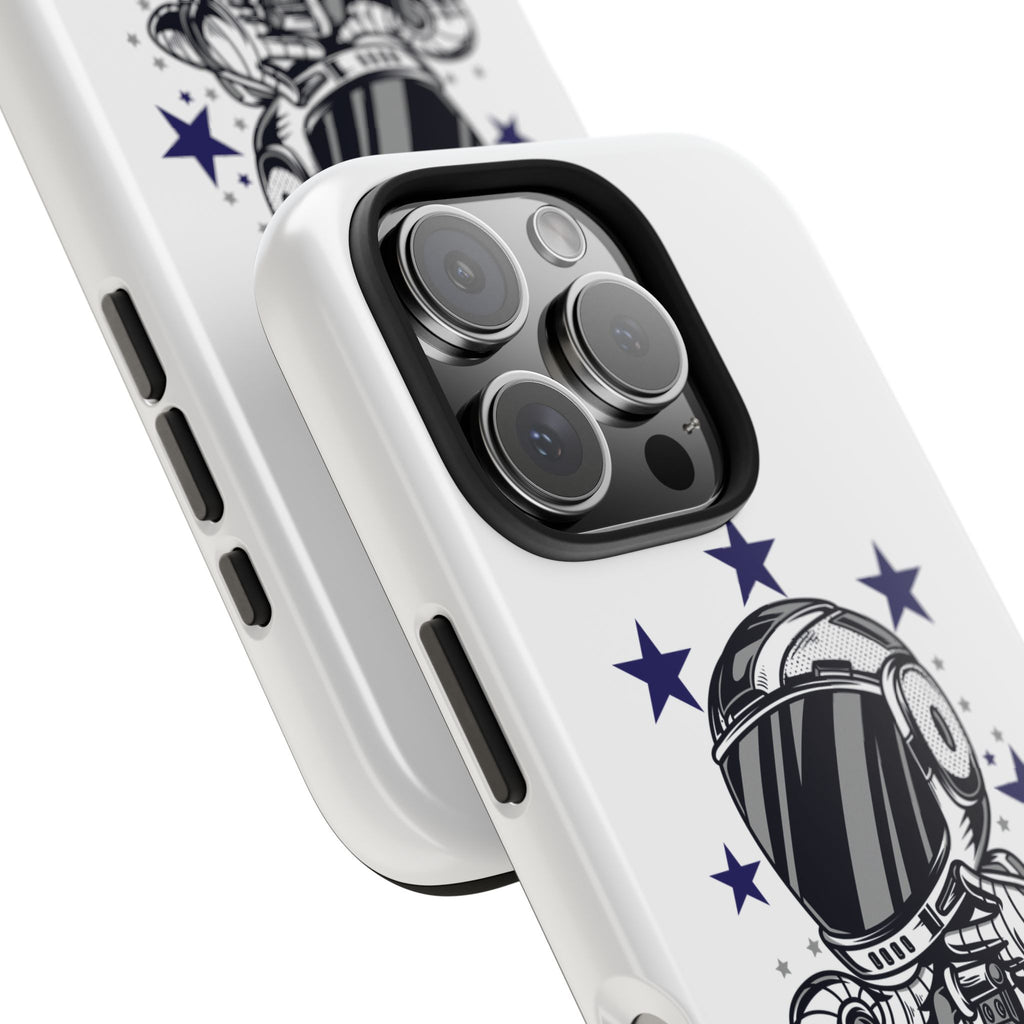 Astronaut Biker Tough Phone Case Retro Space Helmet Rider with Stars