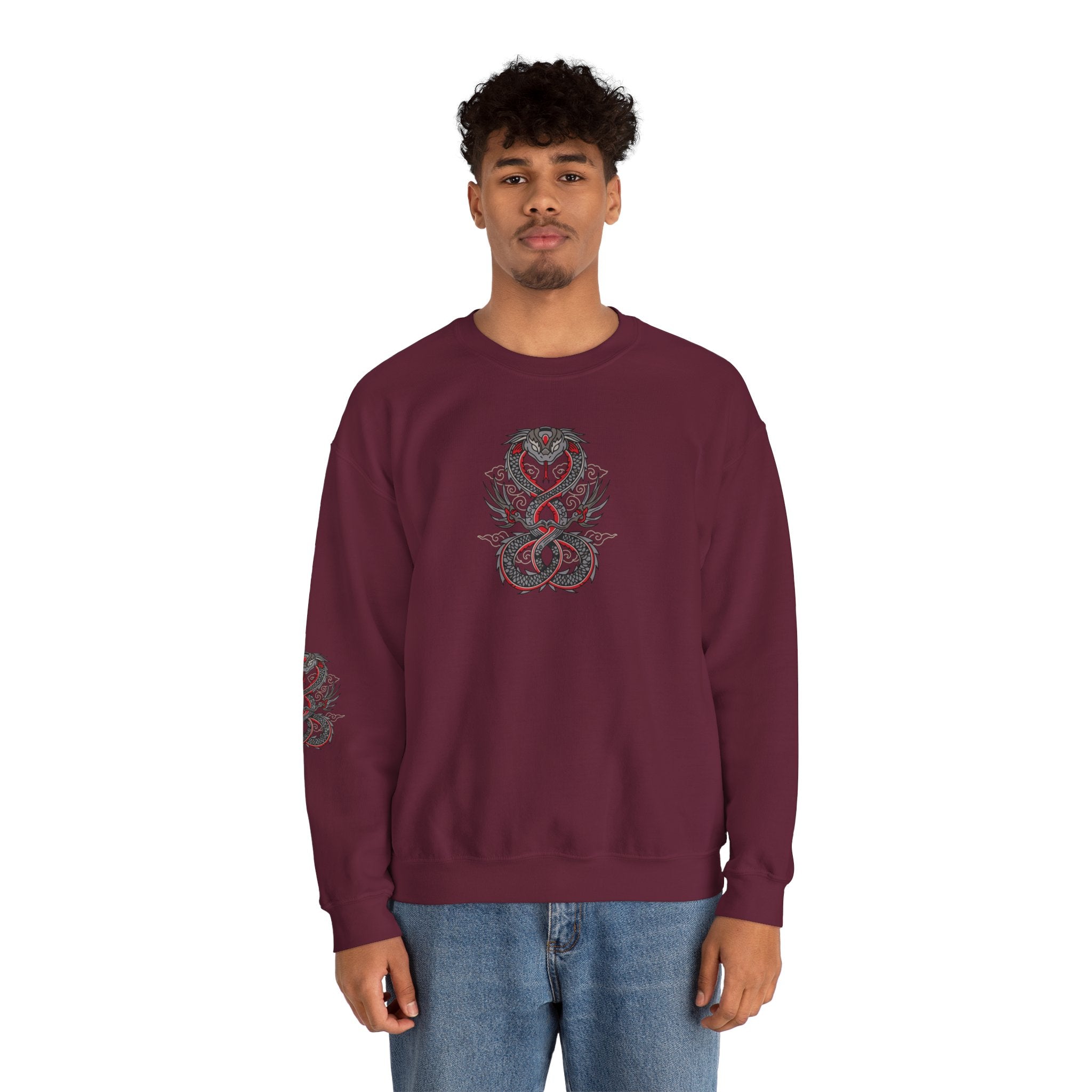Dragon Ouroboros Crewneck Sweatshirt Gothic Snake Infinity Design