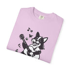 Corgi Playing Guitar T-Shirt  Cute Musical Dog Tee Rockstar Design