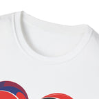 Heart Face Graphic T‑Shirt Red & Blue Abstract Love Design