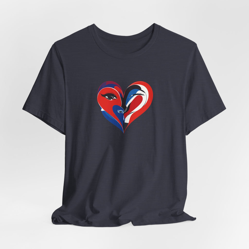 Heart Portrait Tee Romantic Face Heart Graphic T‑Shirt