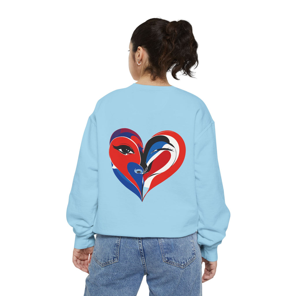Heart Portrait Sweatshirt Artistic Dual-Face Love Graphic