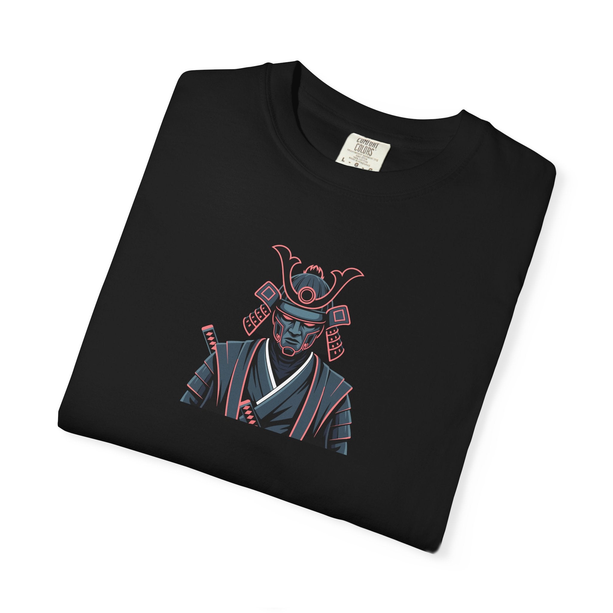 Samurai Warrior Graphic T-Shirt Retro Neon Japanese Armor Tee
