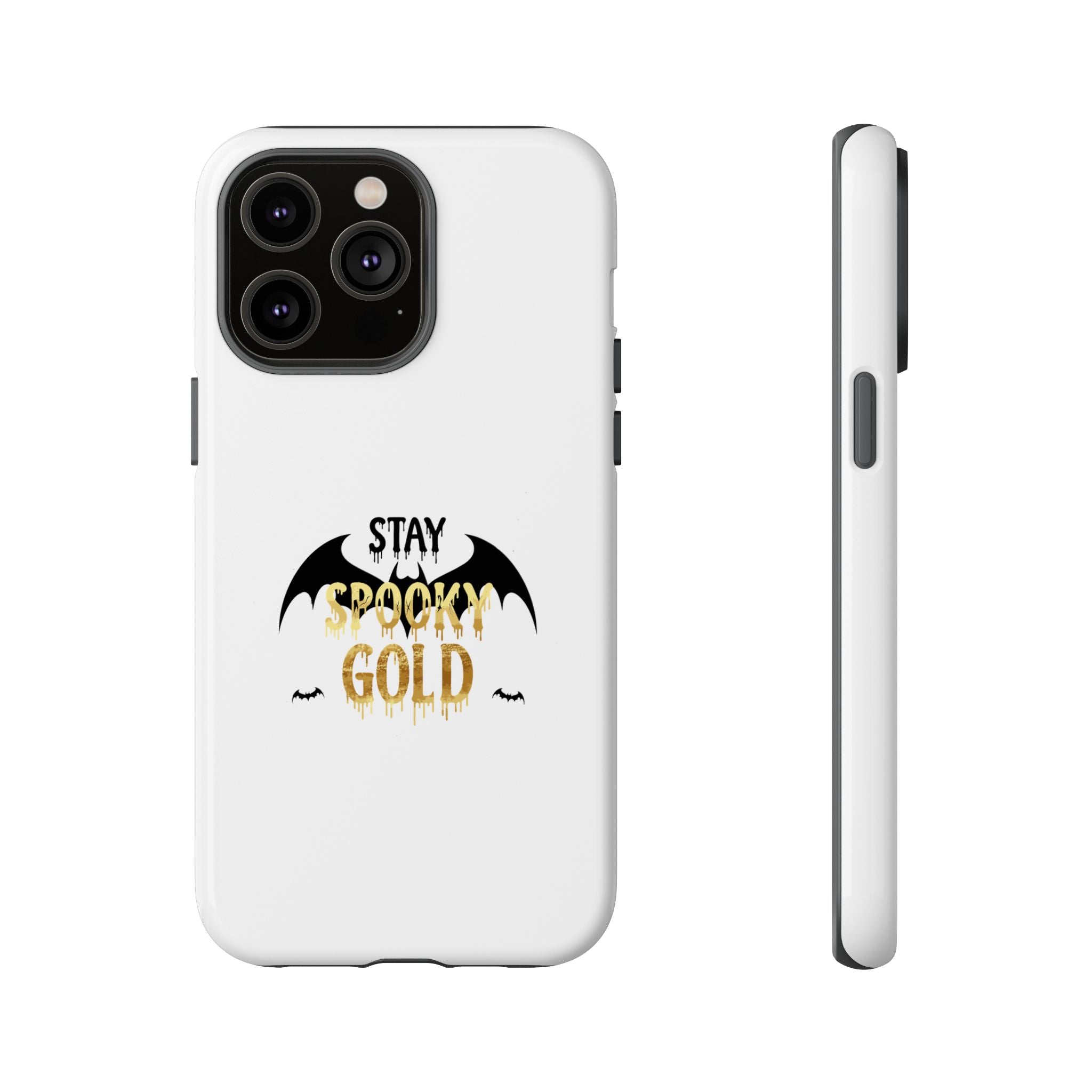 Stay Spooky Gold Phone Case Halloween Bat Design