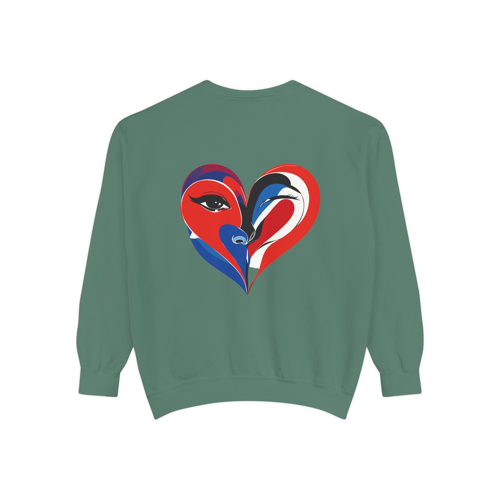 Heart Portrait Sweatshirt Artistic Dual-Face Love Graphic