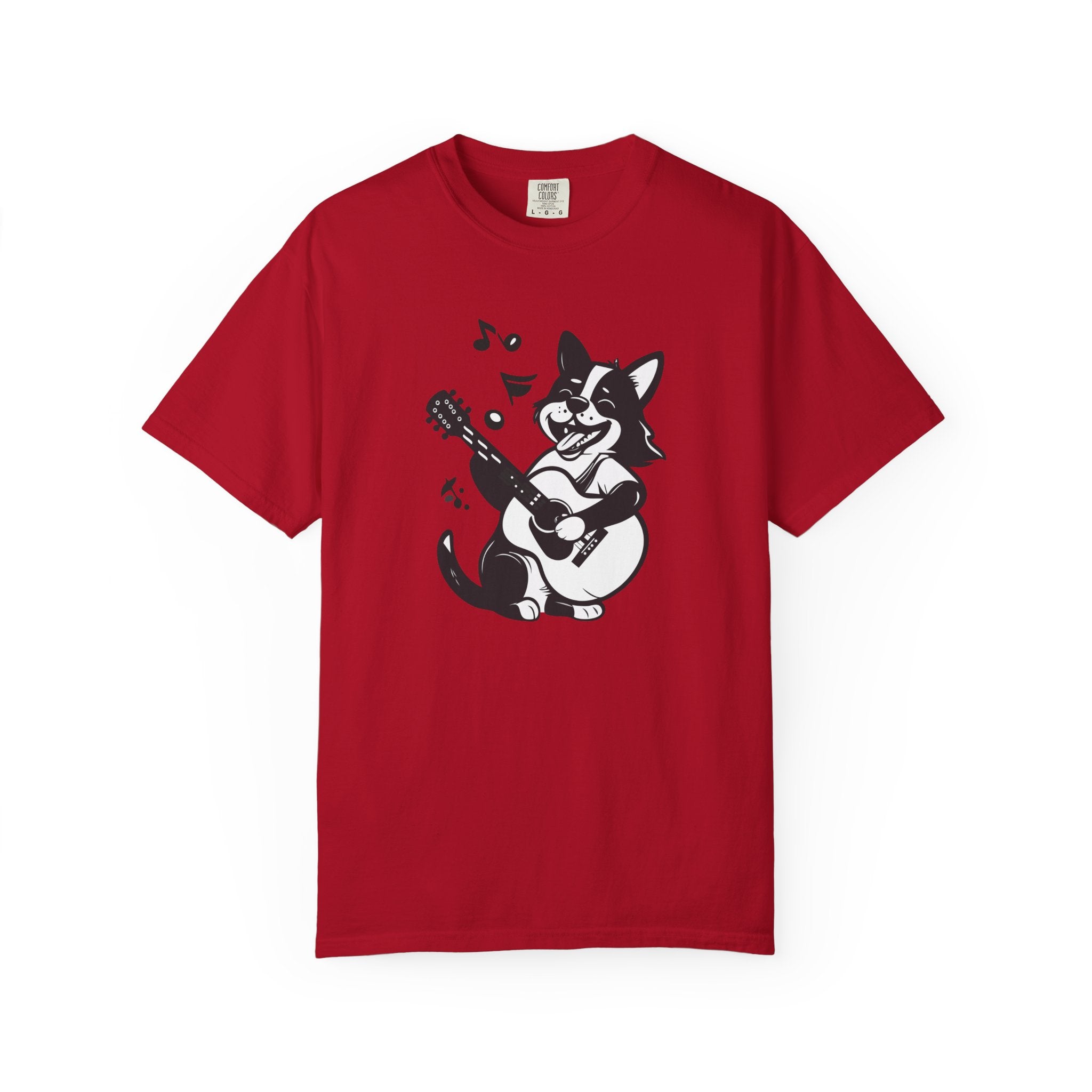 Corgi Playing Guitar T-Shirt  Cute Musical Dog Tee Rockstar Design