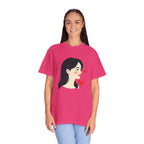 T-Shirt — Minimal Cute Girl Profile with Hearts Graphic