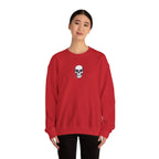 Skull Crewneck Sweatshirt Minimal Front, Large Back Graphic