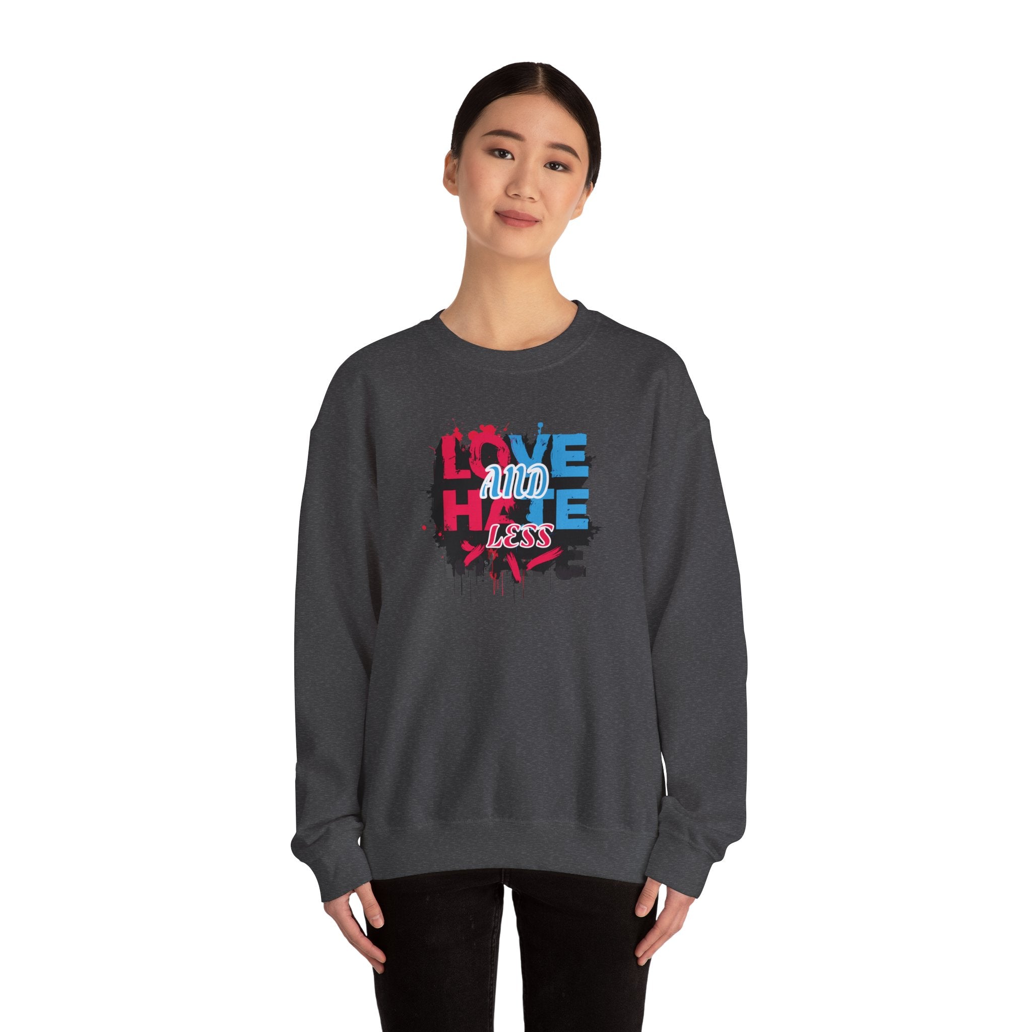 Crewneck Sweatshirt 'Love and Less Hate' Graffiti Heart Design
