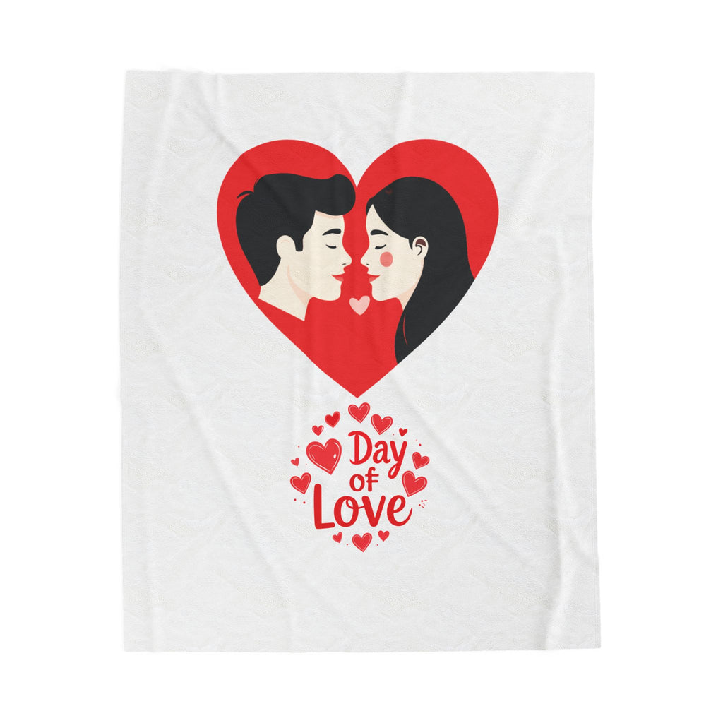 Valentine's Day Plush Blanket — 'Day of Love' Couple Heart Design