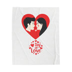 Valentine's Day Plush Blanket — 'Day of Love' Couple Heart Design