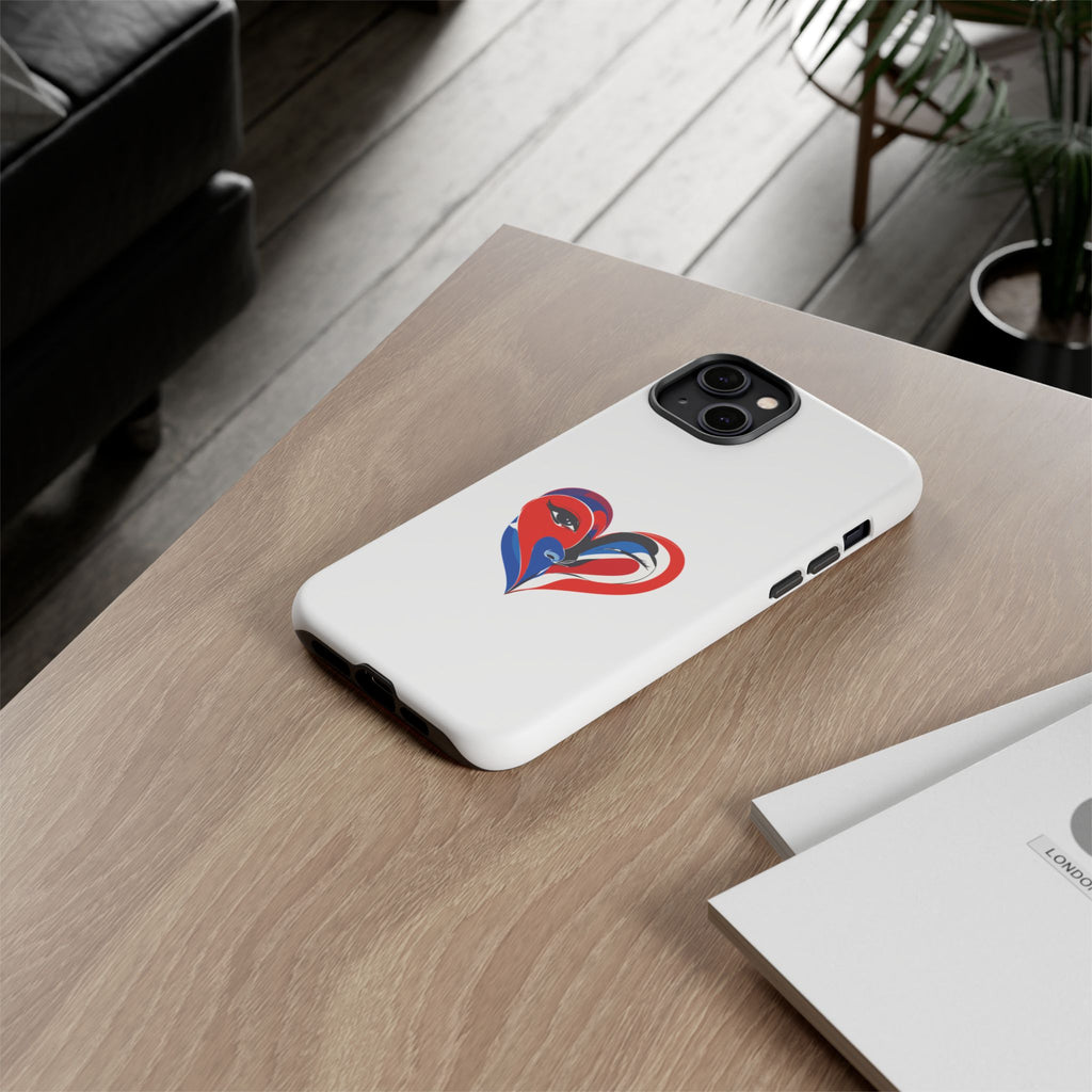 Heart Face Phone Case Red & Blue Abstract Love Design