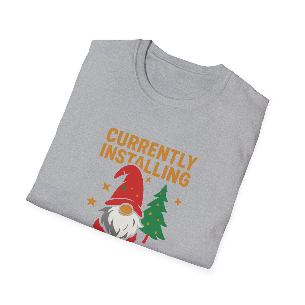 Currently Installing Festive Updates Christmas T-Shirt Holiday Gnome Tee