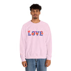 LOVE Floral Crewneck Sweatshirt Heart Pattern Cozy Pullover