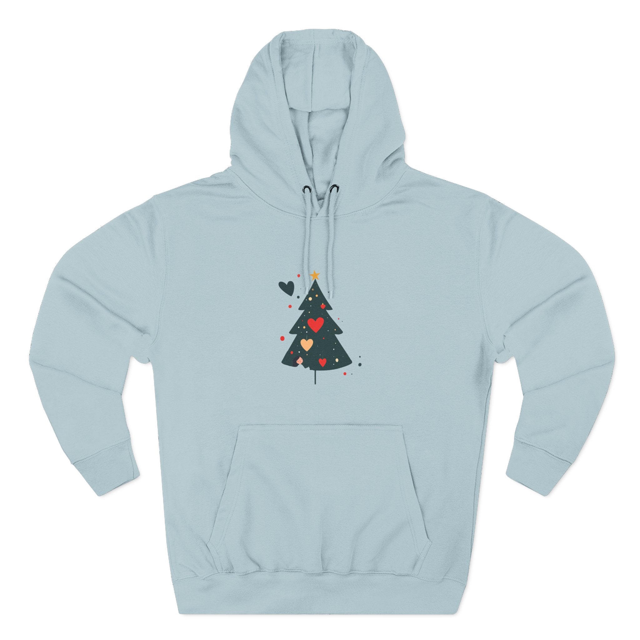 Christmas Tree Heart Hoodie – Cute Minimal Holiday Fleece Hoodie