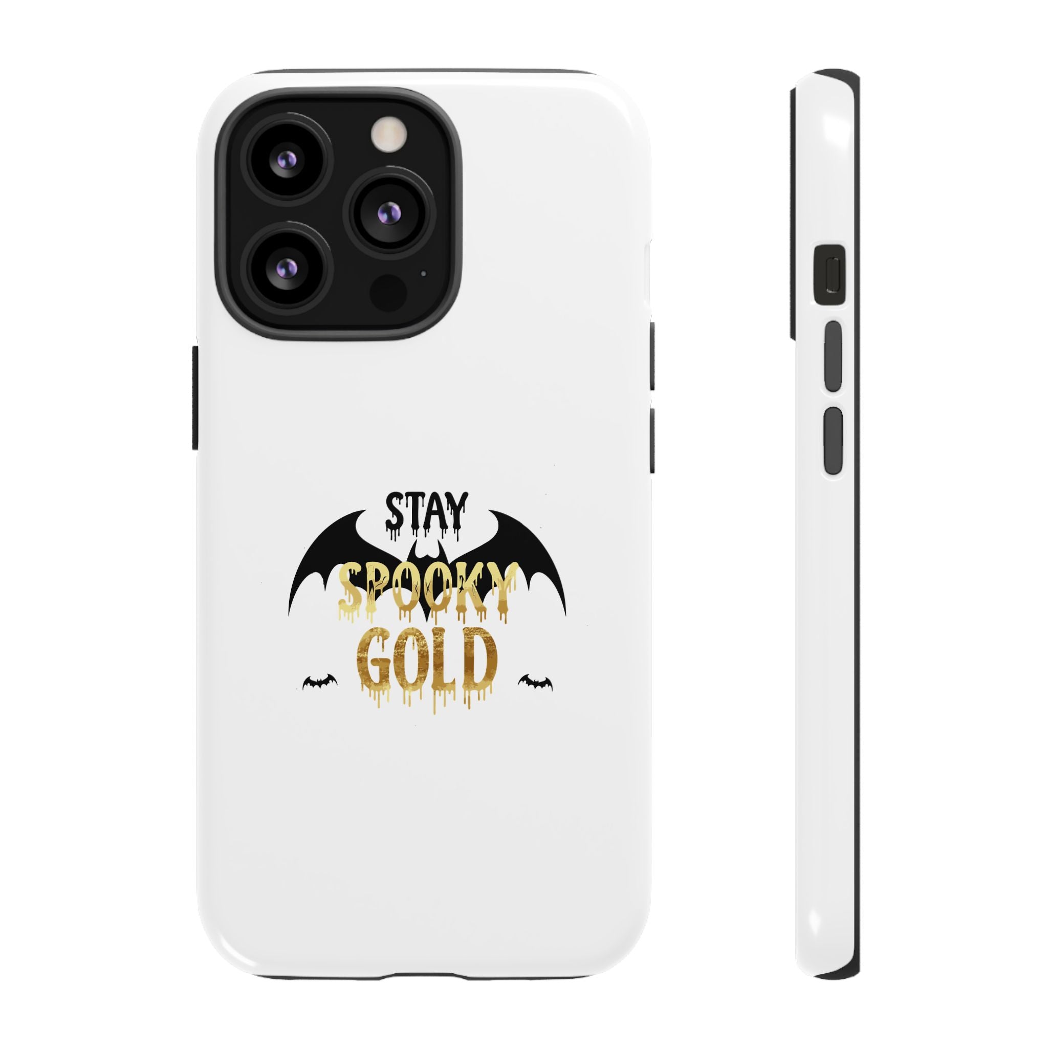 Stay Spooky Gold Phone Case Halloween Bat Design