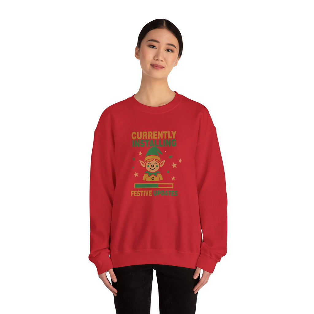 Crewneck Sweatshirt Currently Installing Festive Updates Elf Holiday Graphic