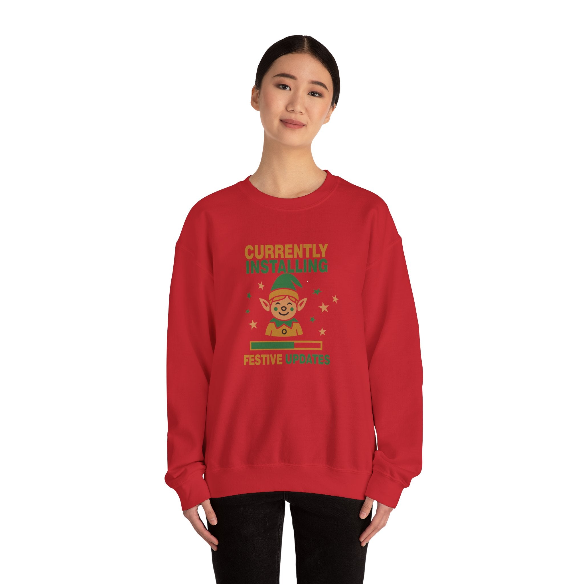 Crewneck Sweatshirt Currently Installing Festive Updates Elf Holiday Graphic