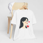 Women’s Portrait Tee with Heart Accents – Cute Kawaii Girl Graphic T-Shirt