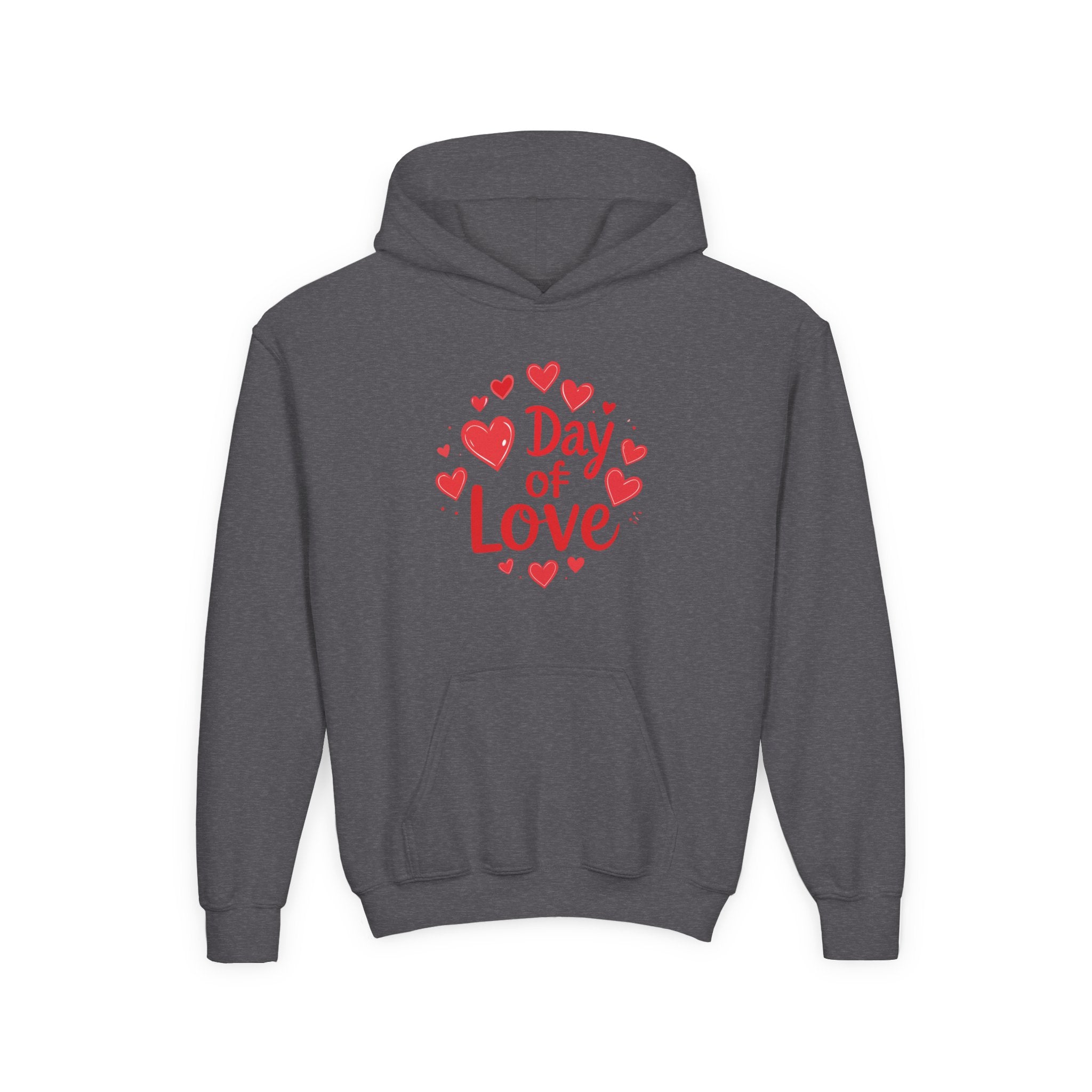 Youth Hoodie — "Day of Love" Kids Valentine’s Heart Pullover