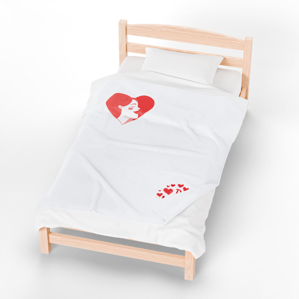 Velveteen Plush Blanket — 'Day of Love' Heart Portrait Throw (Valentine’s Cozy Gift)