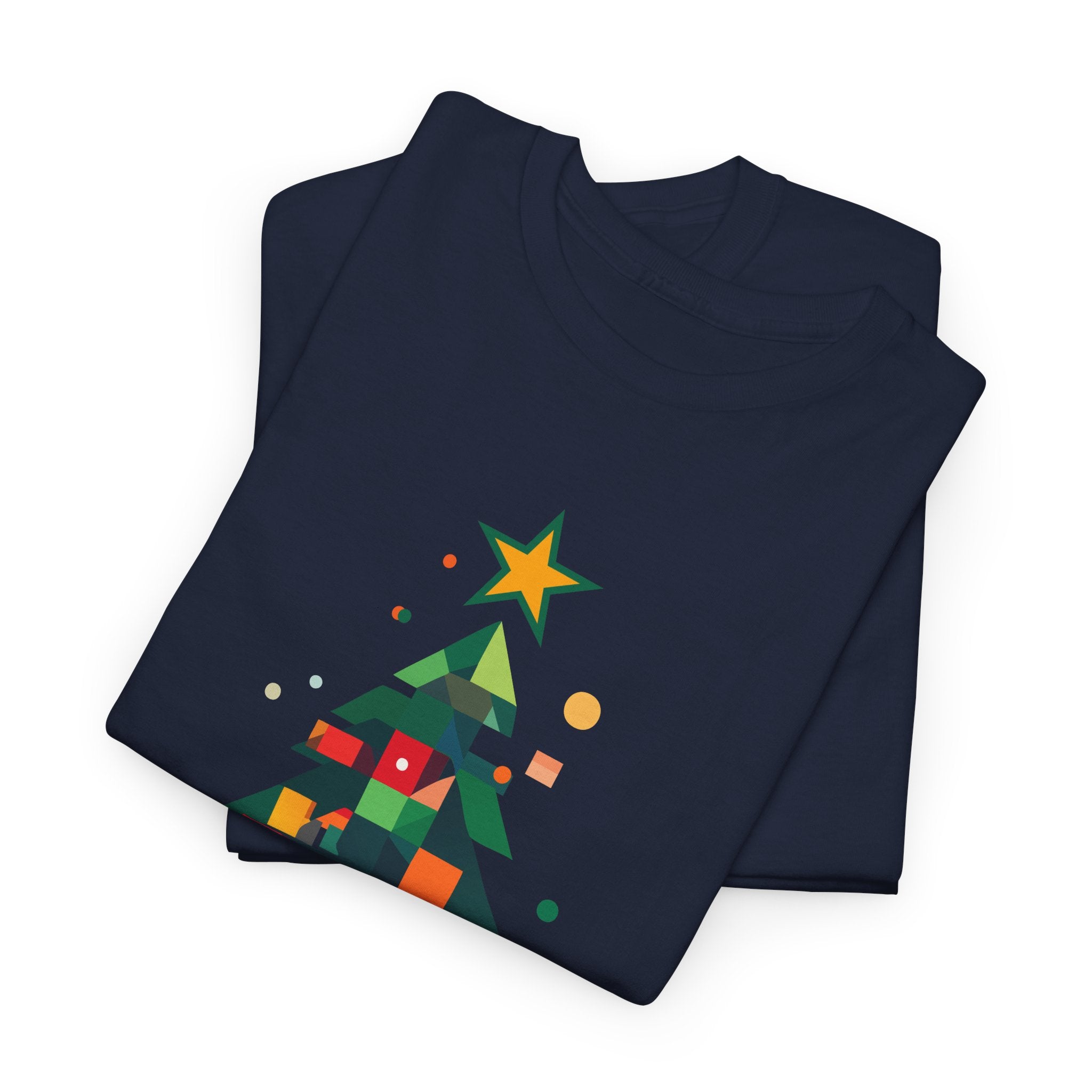 Christmas Tree Graphic Tee Modern Pixelated Holiday T-Shirt